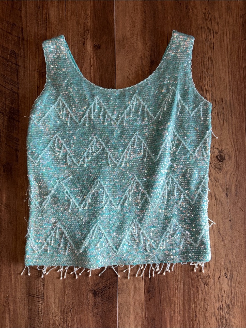 Vintage Alan Lee Mayfair Hong Kong Sequin Beaded Wool Tank Top | Size M